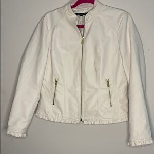 Ivory White Women's faux leather Baccini Jacket petite Large PL